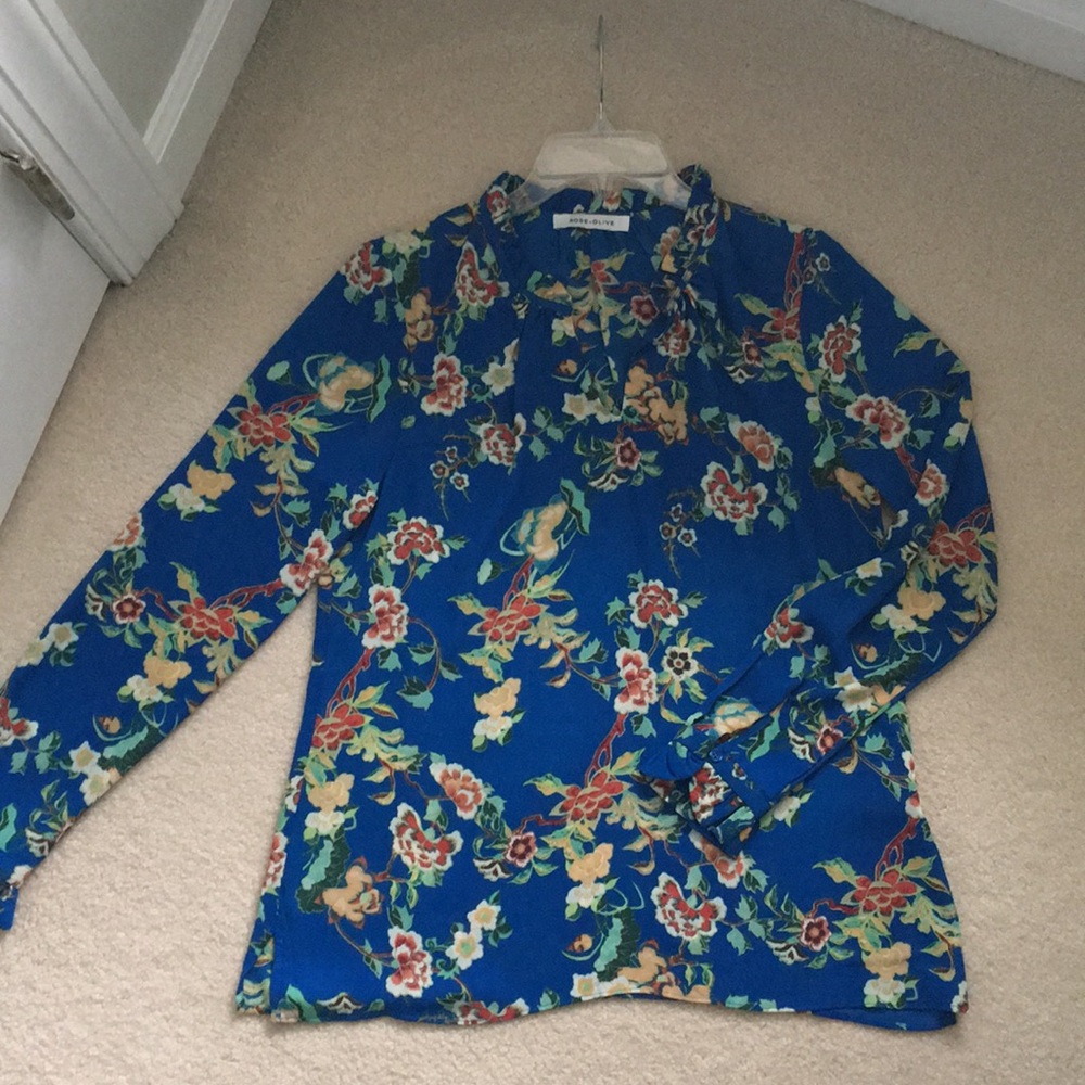 Royal blue floral blouse